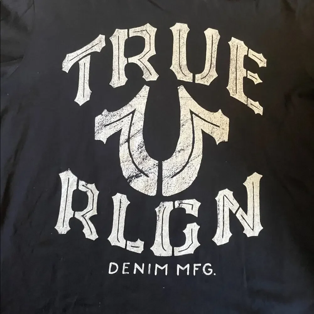 True Religion World Tour Graphic SHIRT Mens XXL Black Short Sleeve Comfy Unisex